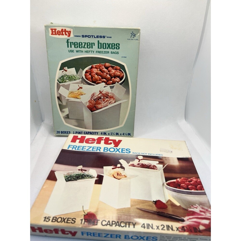 Vintage Hefty Freezer Boxes PINT Size 20 Count  BOX  Set Of Two, 1 was opened
